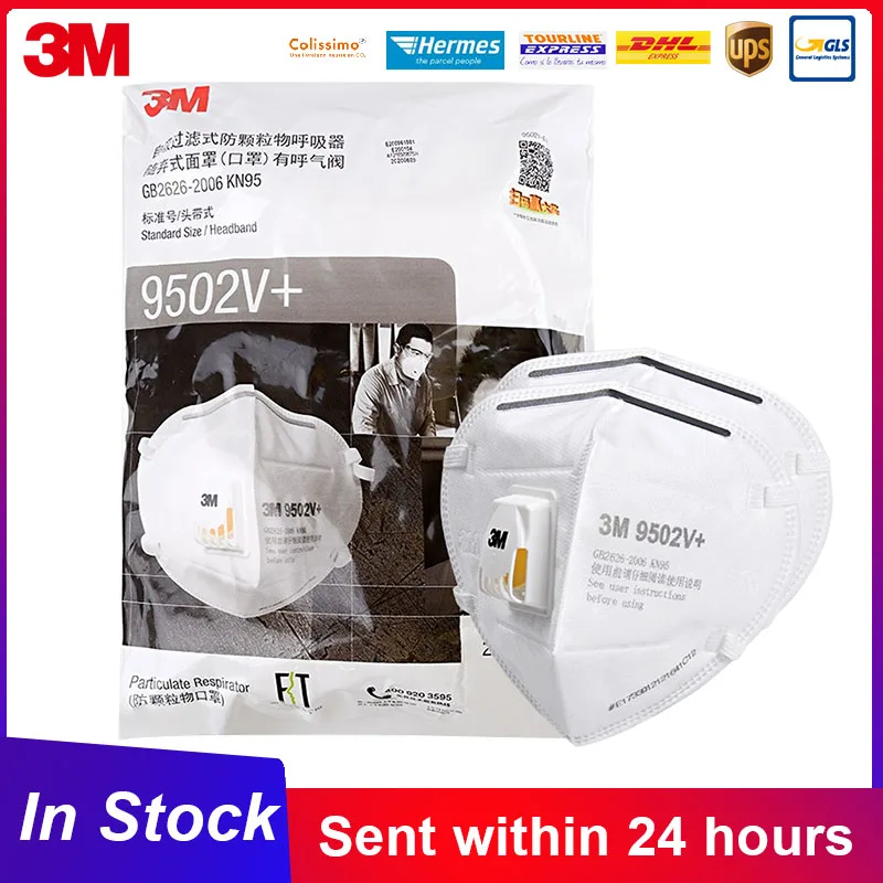 Маска 3M 9502 в + KN95 с головным креплением клапаном респиратор для частиц и пыли