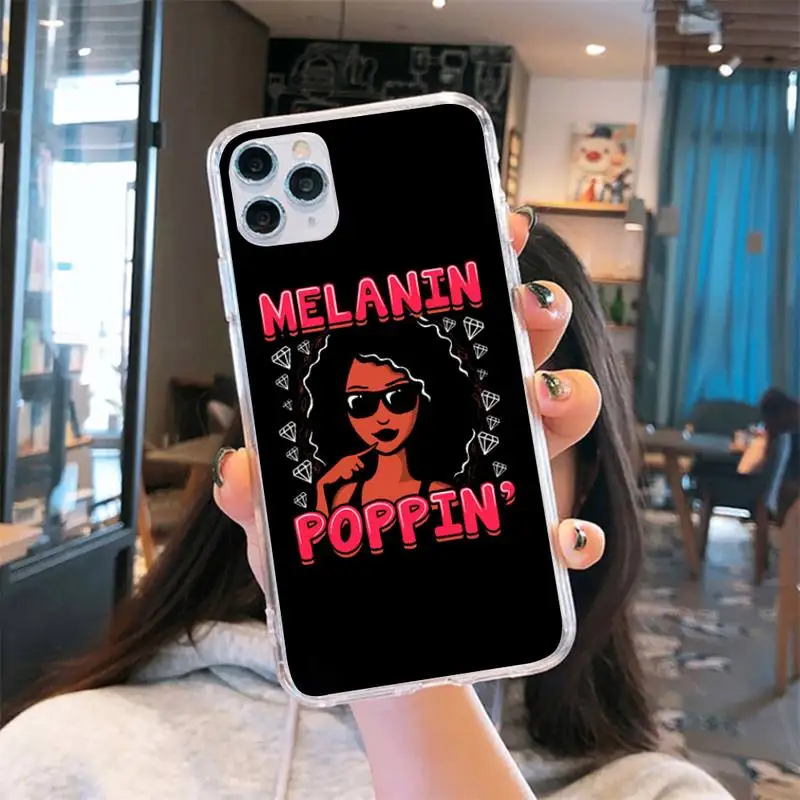 

2bunz Melanin Poppin Aba Phone Case Transparent for iPhone 6 7 8 11 12 s mini pro X XS XR MAX Plus se cover funda shell