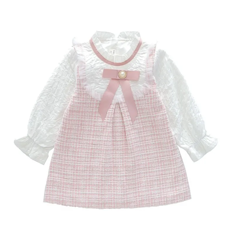 

Autumn Dresses for Girls Clothing Lace Plaid Princess Party Dress Elegant Girl Costume 2-6Y