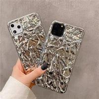 luxury silver tin foil phone case for iphone 12 pro max mini 11 7 8 plus x xs max xr se wrinkled advanced phone case cover