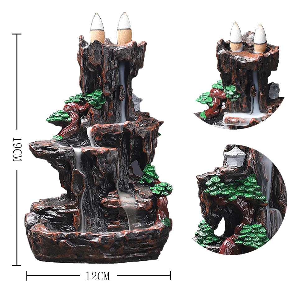

Multi style Mountains River Waterfall Zen Incense Burner Fountain Backflow Aroma Smoke Censer Holder Office Home Decoration