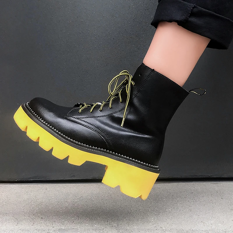 

Vintage Winter Ankle Boots For Women Genuine Leather Chunky Heels boots For Women Office Lady Round Toe motorcycle Boots