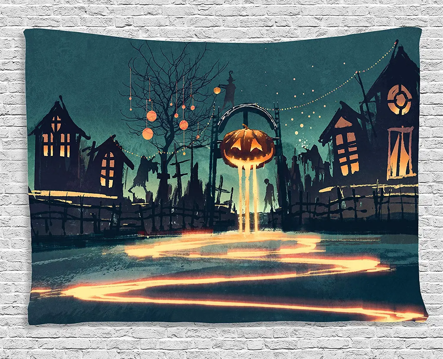 Декор для дома в стиле Фэнтези гобелен на тему Хэллоуина ночник тыква и дом с