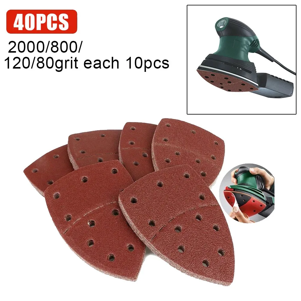 

40pcs Mouse Sanding Sheets Hook And Loop Sander Pads 11-Holes Sand Paper Grits Rubber Leather Polishing Sandpaper Hook And Loop
