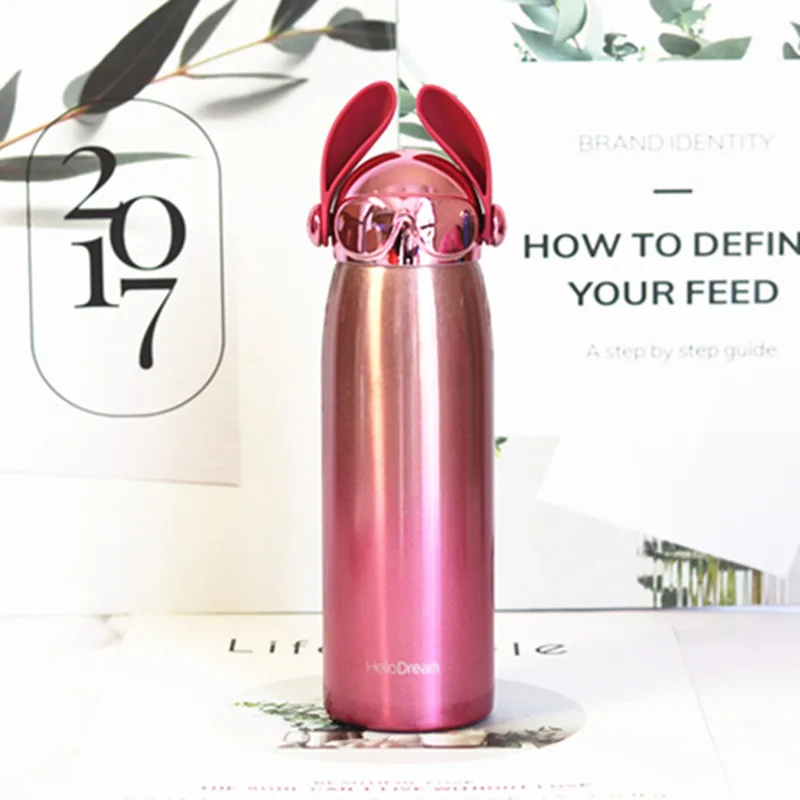 

2021 New Korean Personality Gradient Thermos Mugs For Girls Modern Creative Cute Cool Dog Stainless Steel Mugs Christmas Gifts