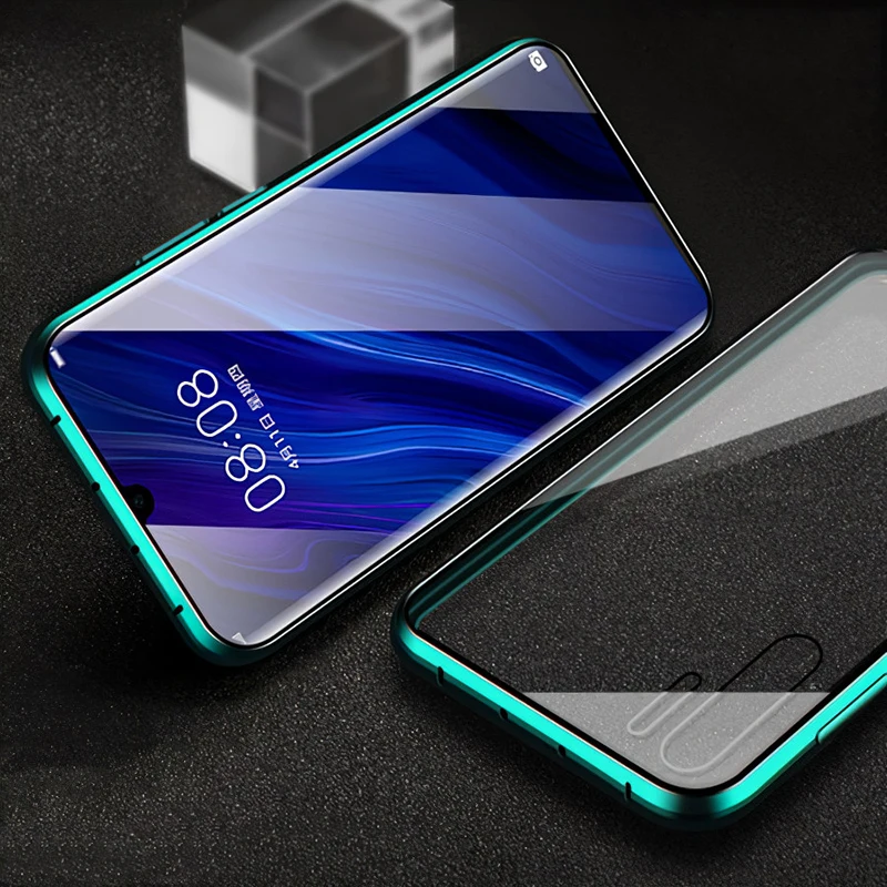 Роскошный 2-й Магнитный поглощающий металлический чехол для huawei Nova 5 5Pro Передняя Задняя Двусторонняя стеклянная крышка для телефона Nova5 Pro Coque - Цвет: Green  Double Glass