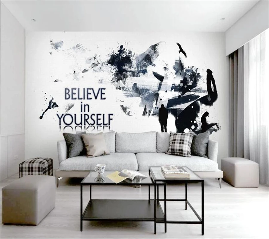 Beibehang пользовательские обои 3D верьте ваш английский алфавит дизайн абстрактный