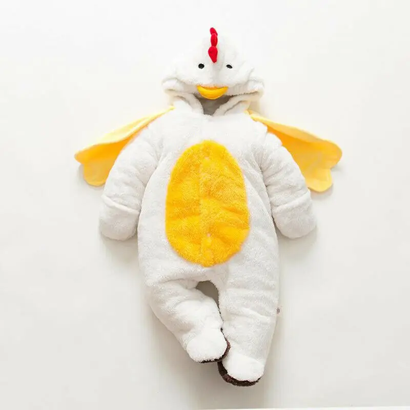 Goocheer Winter Warm Baby Rompers Newborn Infant Boys cartoon Animal Hooded Romper Jumpsuit One Pieces Fleece Outfits |