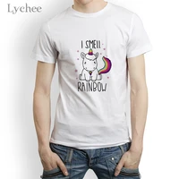 lychee harajuku rainbow print mens t shirt summer top short sleeved fashion t shirt hip hop fun casual t shirts for men