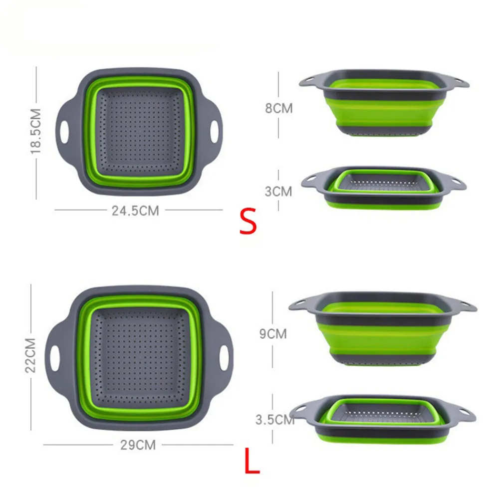 

Foldable Drain Basket Fruit Vegetable Washing Basket Strainer Collapsible Drainer With Handle Kitchen Storage Tools 1/2PC