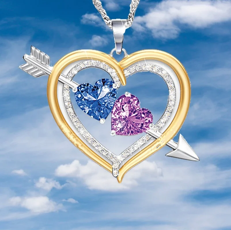 

Luxury fashion women necklace zircon heart pendant party gift bride wedding engagement charm gift wholesale