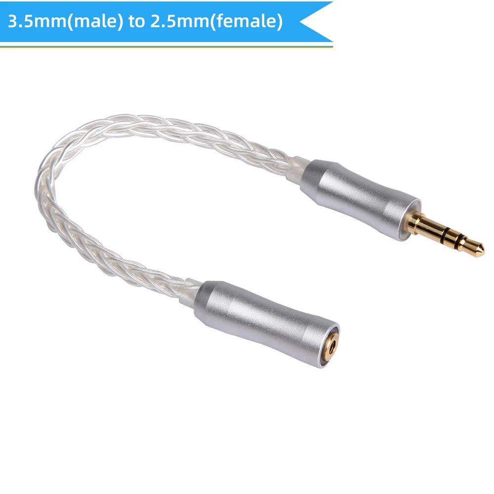 3.5mm to 2.5 mm FDBRO 8 ядро серебрение Медь кабель 2,5/3,5/4,4 мм MaleTo 2,5/3,5/4,4 мм Женский сбалансированный конвертирование аудио кабель провод для наушников - Цвет: 3.5mm to 2.5 mm