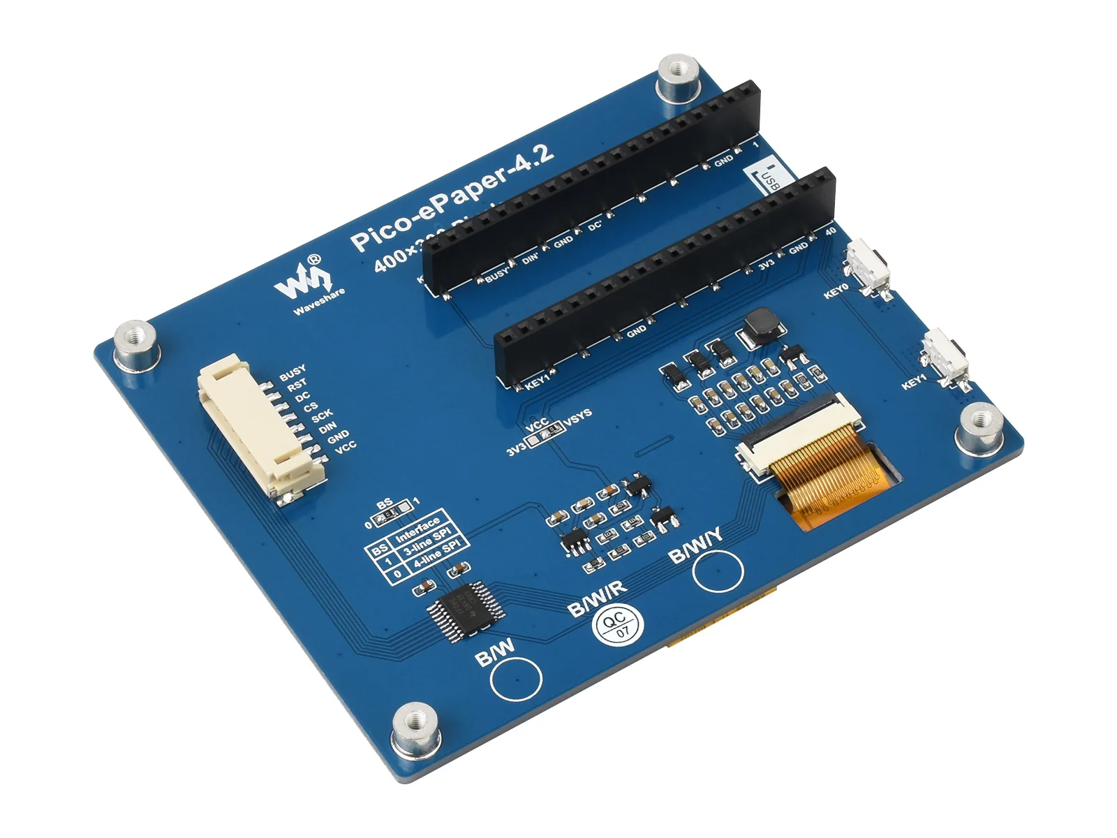 Pico-e Paper-4.2-B 2 5-дюймовый модуль дисплея E-Ink (B) для RPi Pico 4 × 300 пикселей