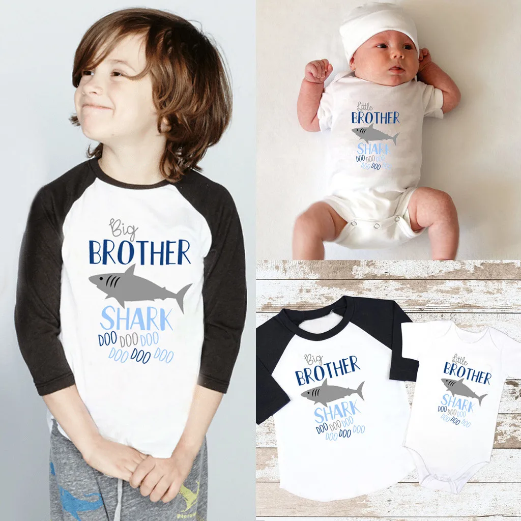 Комплект одежды для маленьких мальчиков и девочек футболки с надписью Brother