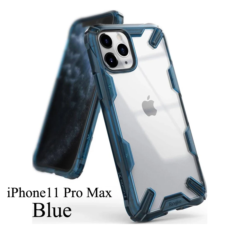 Чехол Ringke Fusion X для iPhone 11 Pro Max, сверхпрочный, амортизирующий, прозрачный, жесткий, из поликарбоната, мягкий, с рамкой из ТПУ, гибридный - Цвет: Blue