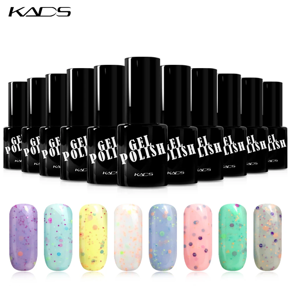 Kads Новое поступление сыр Гели для ногтей Польский Блёстки УФ гель лак Долгое soak off