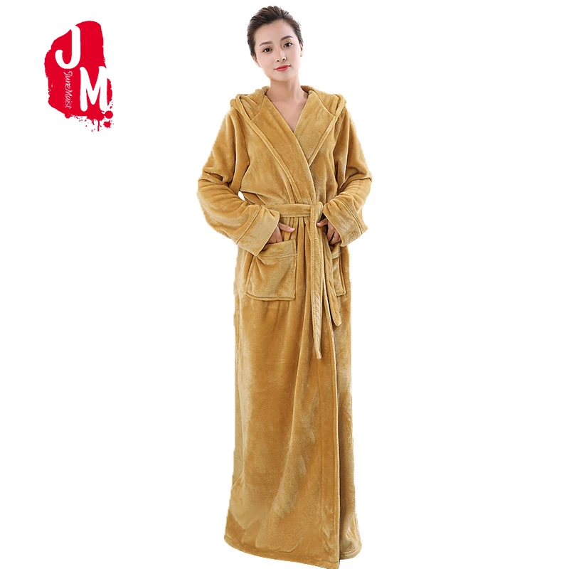 Женский зимний банный халат теплый флисовый с длинными рукавами плотный