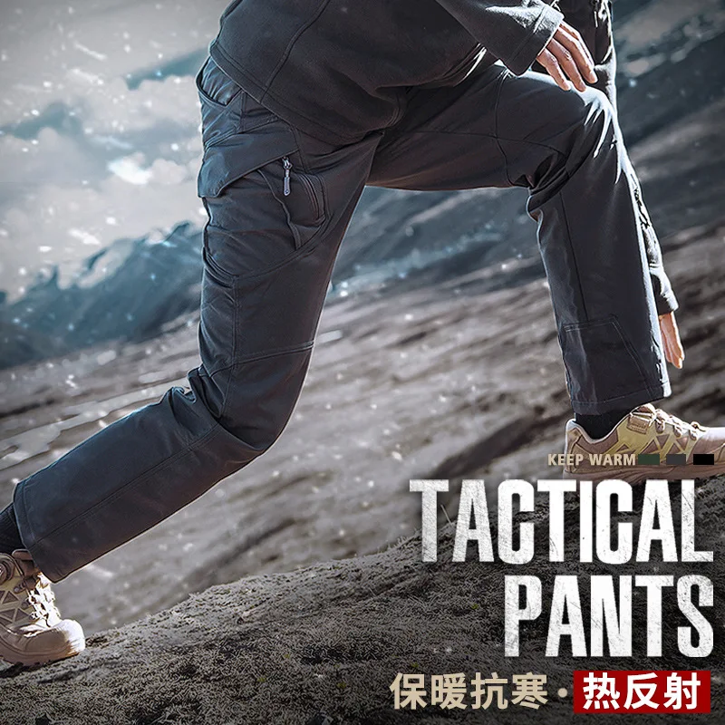 

Winter Tactical Outdoor Pants Warm Waterproof Soft Shell Fleece Cargo Pants Men Military Camouflage Army Man Casual Trousers