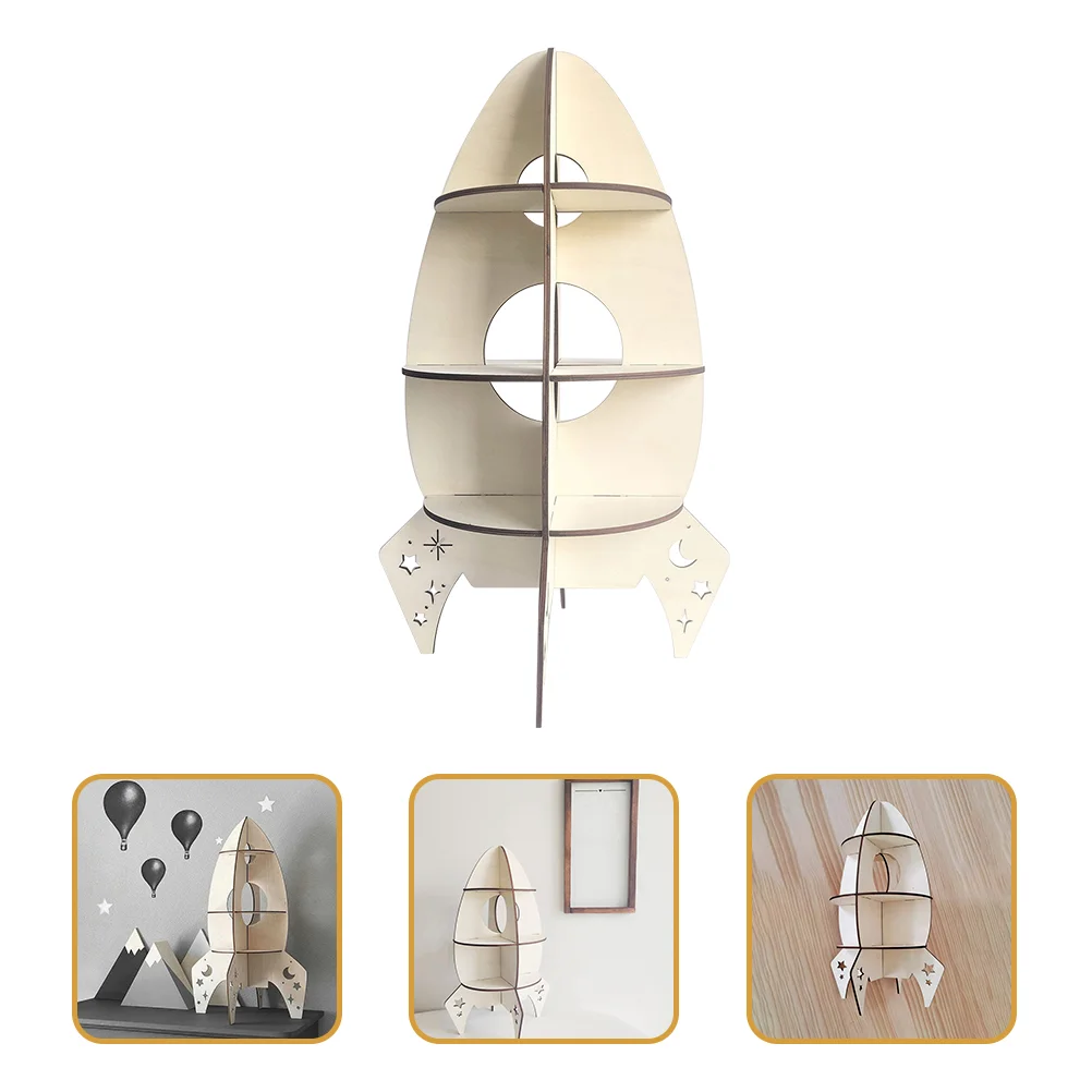 

Creative Wooden Rack Display Rack Shaped Children Room Storage Stand