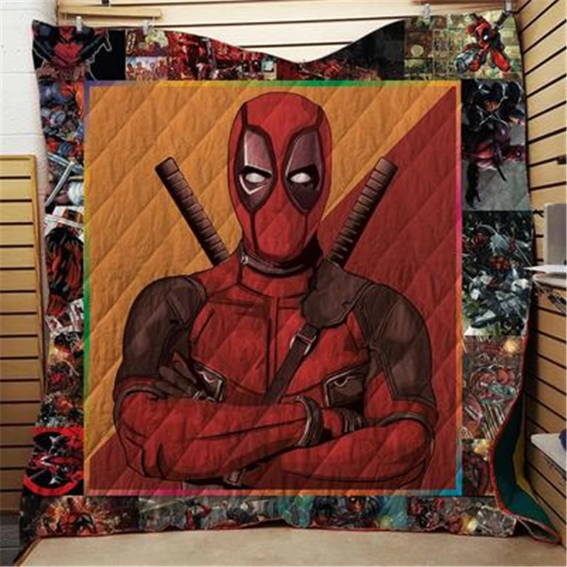 Детское стеганое покрывало для дивана Deadpool с 3D принтом двуспальный размер мягкие
