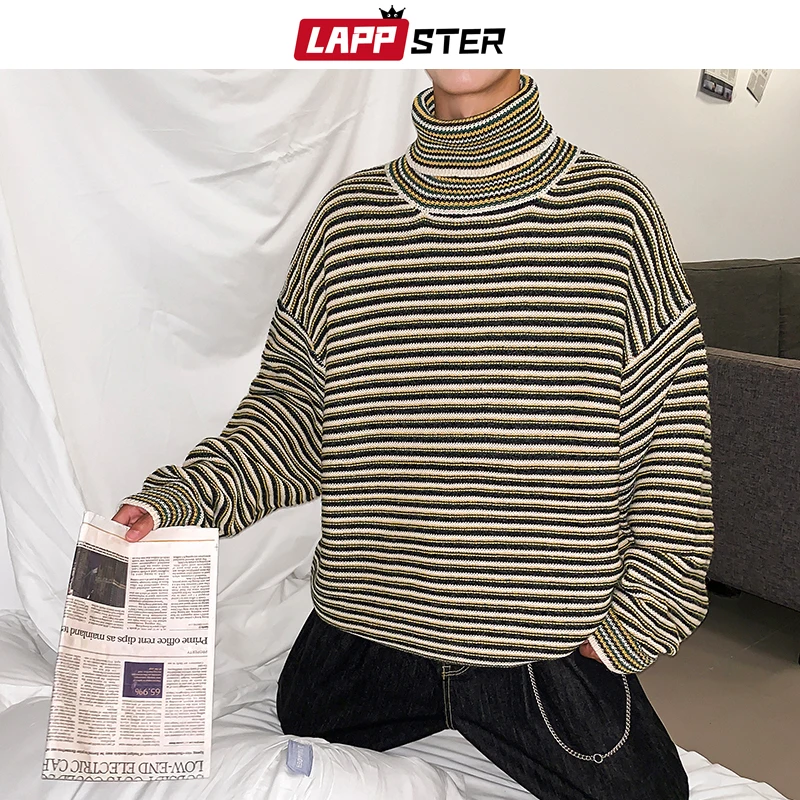 Мужской полосатый свитер LAPPSTER корейский пуловер большого размера в стиле