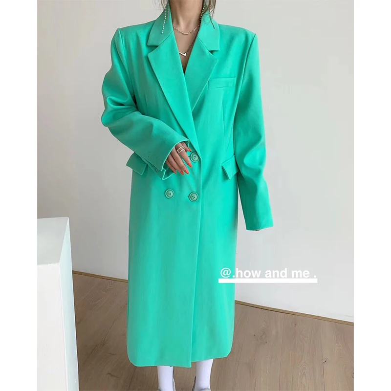 

2020 long sleeve slim blazer dress autumn winter women fashion pure 6 colour streetwear outfits windbreak