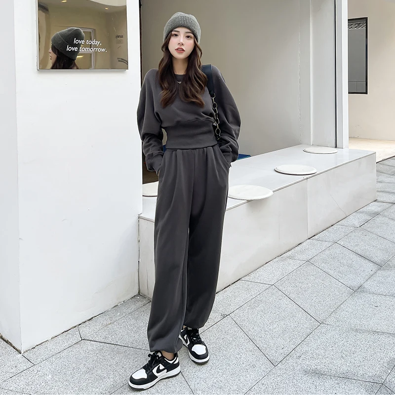 Tracksuit 2 Piece Set Suits Autumn Winter For Women Long Sleeve Sweatshirt Top And Casual Sports Trousers Outwear Pantsuits