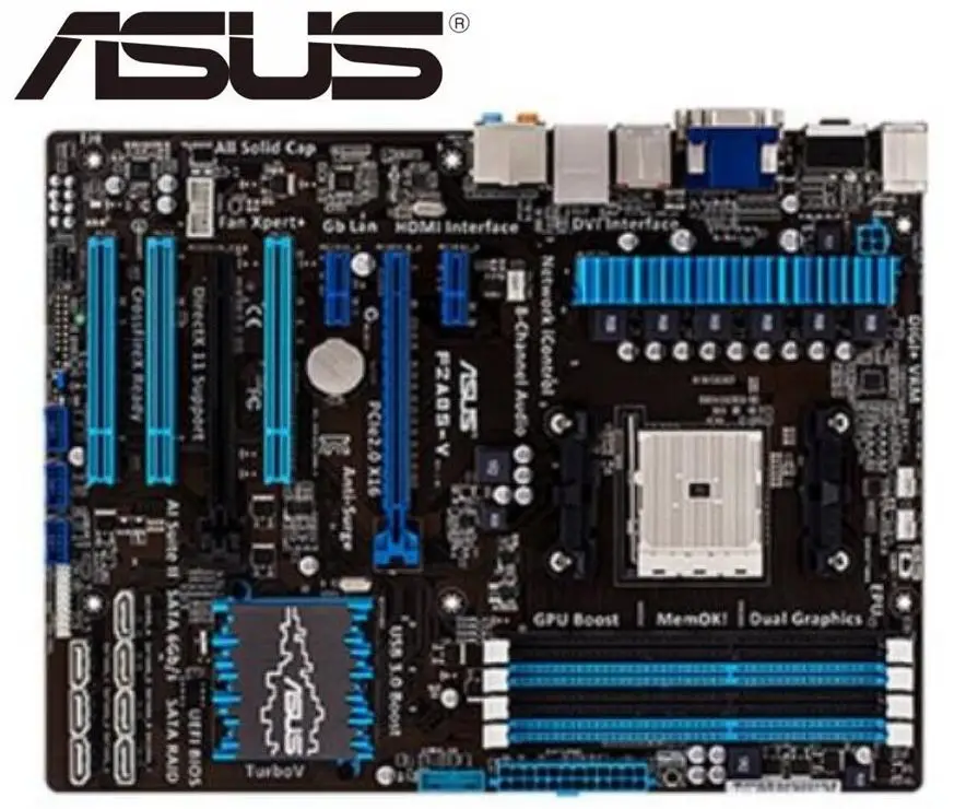 Материнская плата ASUS F2A85 V Socket FM2 DDR3 USB2.0 USB3.0 64 Гб HDMI совместимая с VGA DVI A85X б/у