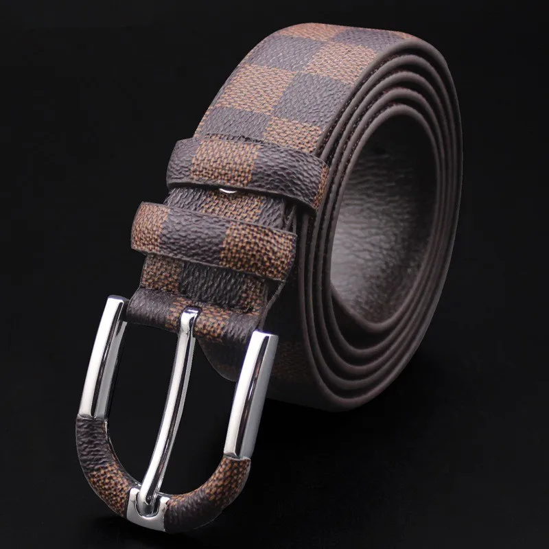 

Luxury Retro Real Leather Men's Belt Casual Classic Pin Buckle Waist Belts for Men Fashion Bovine Leather Lattice Jeans Girdle