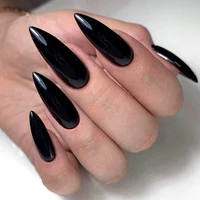 bright black artificial false nail for design fashion stiletto fake nails full cover fingernail tips manicure tool