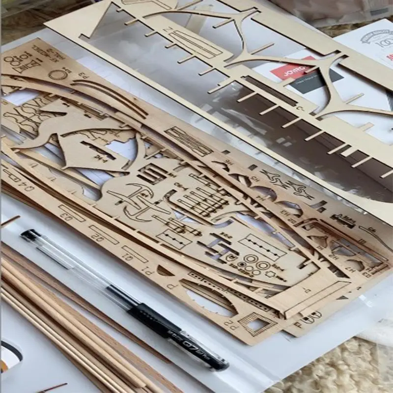 Juego de construcci&oacute;n de velero de madera, Kit de ensamblaje a escala 1:100, modelo de barco, juguete de navegaci&oacute;n, ensamblado, manualidades de madera DIY-5