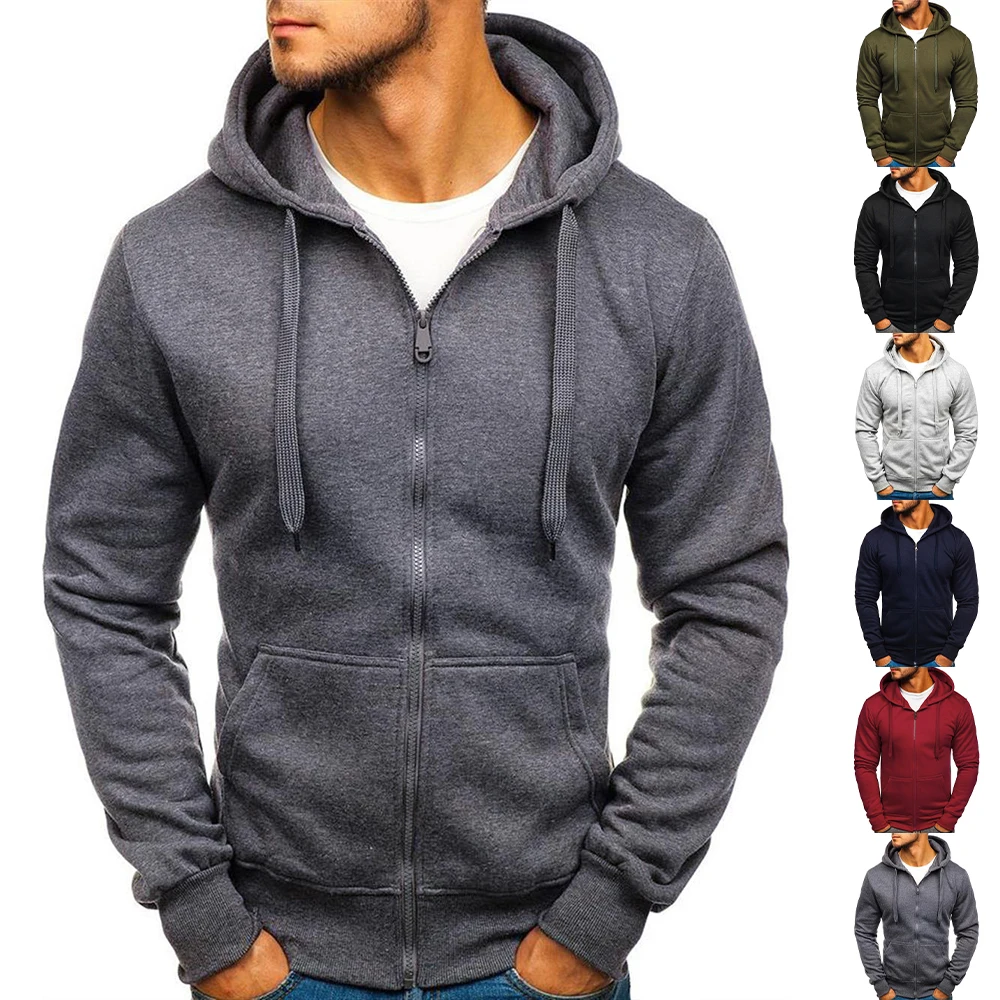 

Zipper Sweatshirts Men's Simple Basic Casual Hooded Pullover Loose Sweatshirt Solid Autumn Jacket Drawstring Hoodies