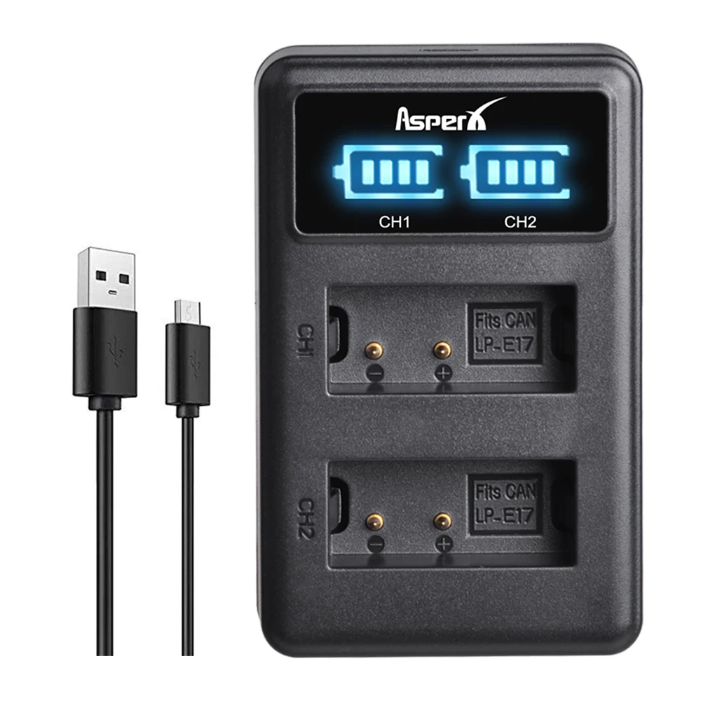 1350mAh LPE17 LP E17 Battery and LED Charger for Canon EOS 850D R10 750D 760D 77D 200D 800D T6i T6s T7i M3 M5 M6 Mark II