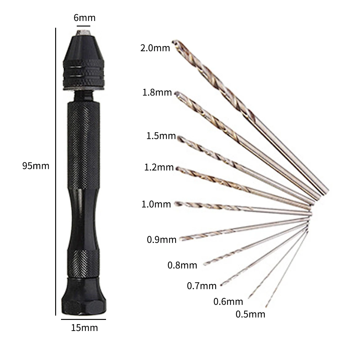 

10pcs mini manual hole puncher aluminum alloy hand drill twist drill bit miniature aluminum keyless chuck woodworking drill bit