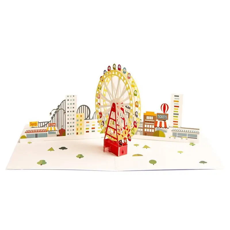 Новинка красочные открытки с колесом обозрения веселые детские на день рождения