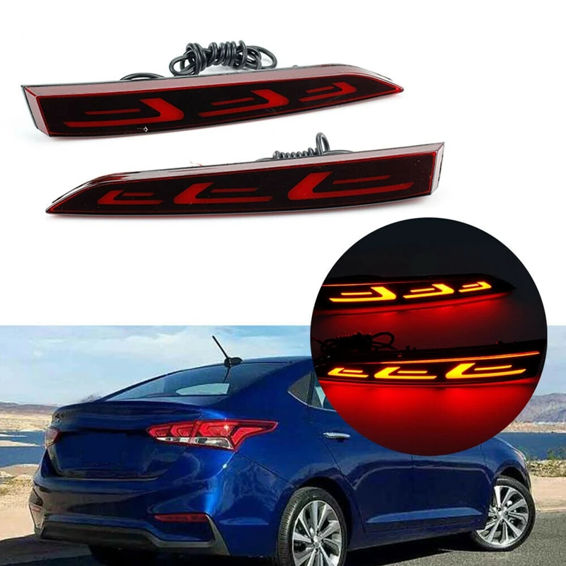Для Hyundai Accent 2017-2019 светодиодный задний бампер отражатель стоп светильник