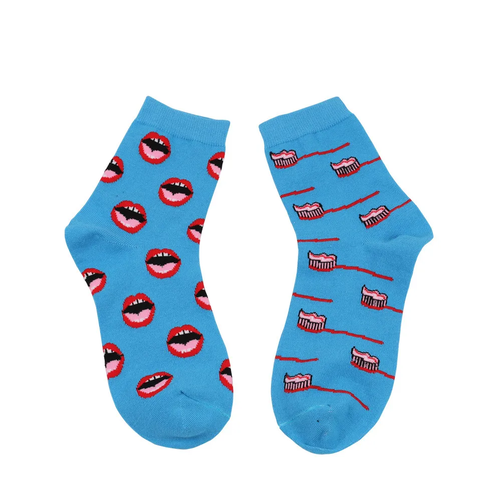 

Women Socks Teeth And Toothbrush Print Keep Warm Cotton Skateboard Sock Comfortable Floor Funny Socks 2021 Sock #W