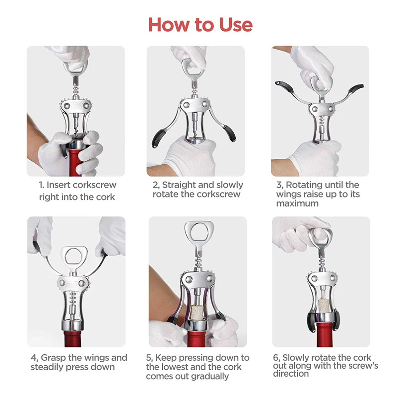 

Wing Corkscrew Multifunctional Wine Cork and Beer Cap Bottles Opener Remover, Kitchen Restaurant Tools/ Bar Accessories