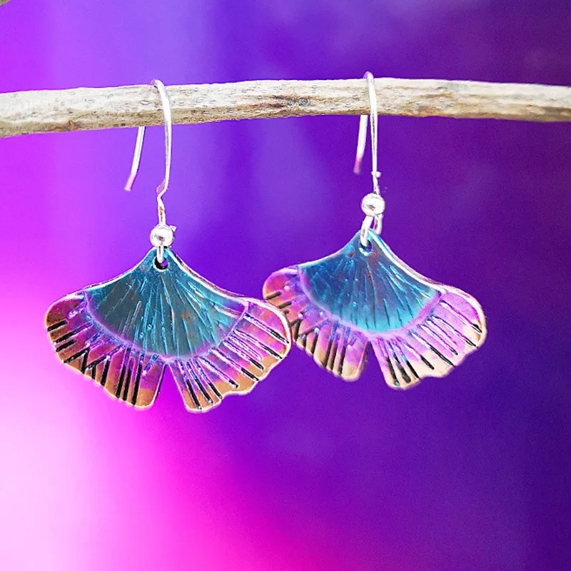 2019 Винтажные висячие серьги в виде металлического листа гинкго билоба стиле бохо