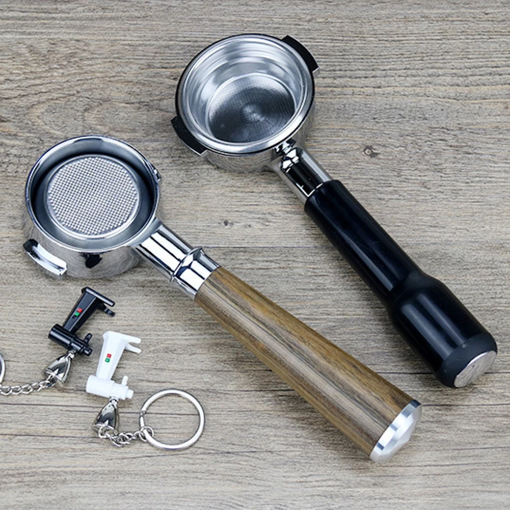 

Bottomless Portafilter 58mm Professional Espresso Machine Wood Handle Filter Basket Included Coffee Cups for Expobar&Rocket