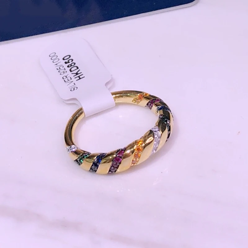 Чистый 925 стерлингового серебра ювелирные изделия Винтажное кольцо синий и