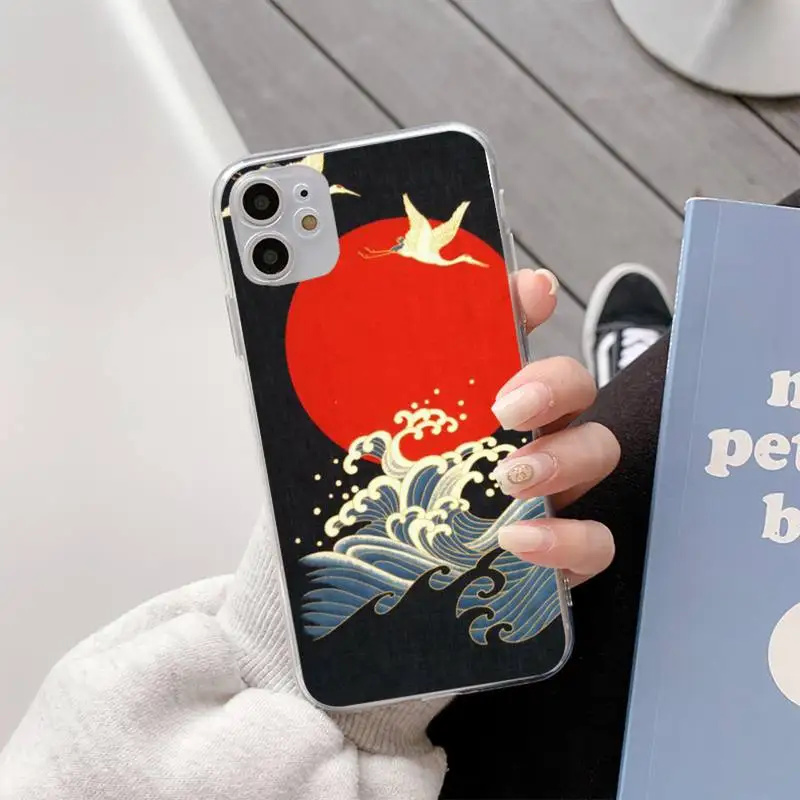

Ukiyo-e Japonais Style Art Phone Case For Iphone11 12 Pro Max SE 2020 6s 7 8 Plus X Xs Max Xr Transparent Soft Silicone Cover