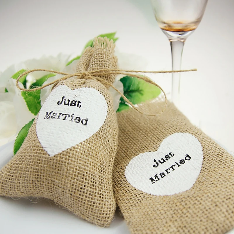 

Set Of 10 Burlap Candy Bag DIY Linen Decorative Bag Wedding Party Decoration Bag Home Storage