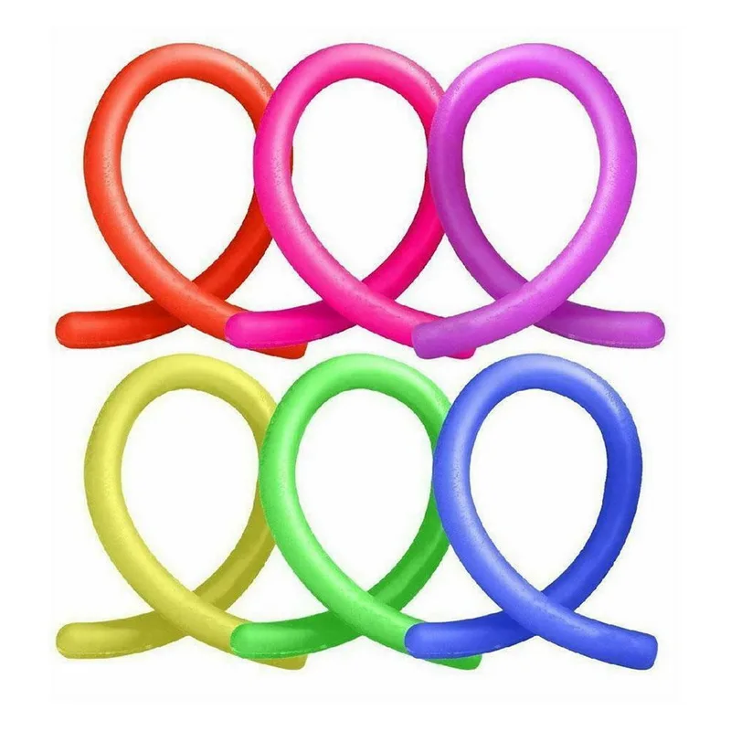 

6 color Stretchy Noodle String Neon Kids Childrens Fidget Stress Relief Sensory Toy