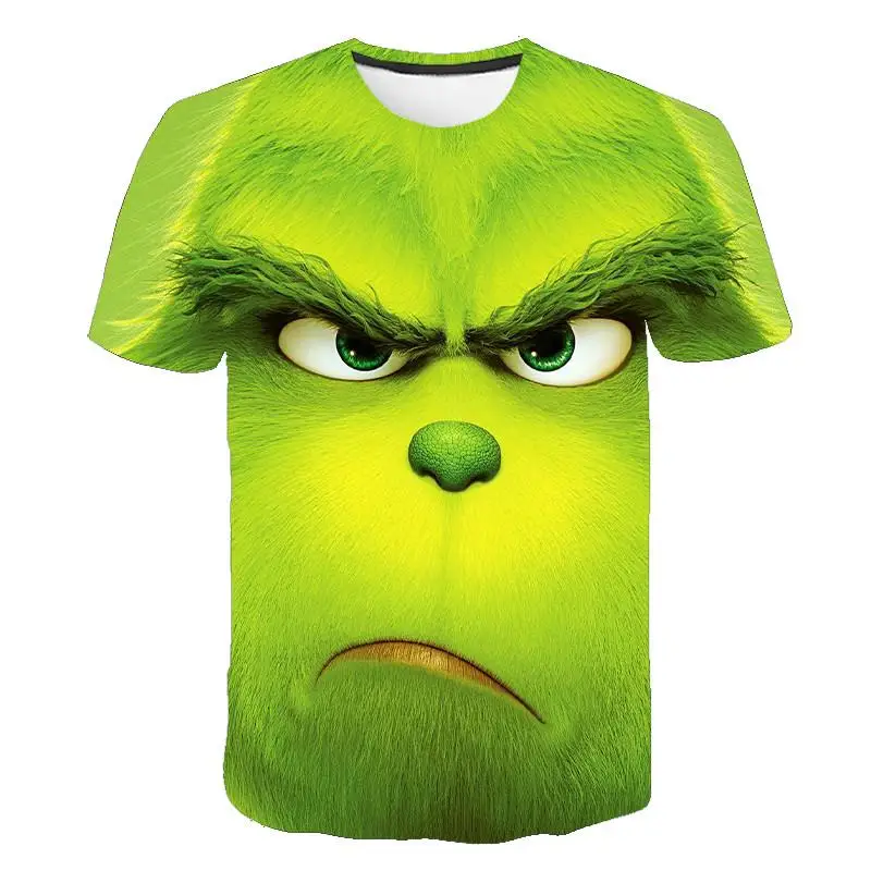 

Summer 3d Print Men'S T-Shirt Fashion Funny Movie Green Grinch Graphic Casual Harajuku Loose Hip-Hop Male Tops Tees Oversized