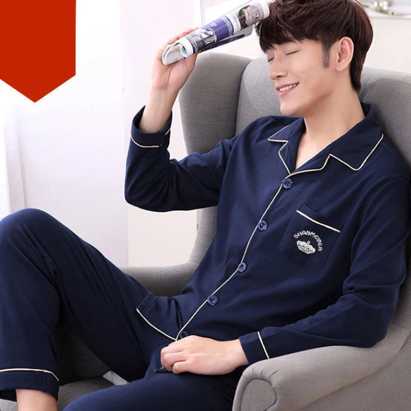 Сезон весна осень Пижамные комплекты костюм вязаный хлопок Повседневная одежда