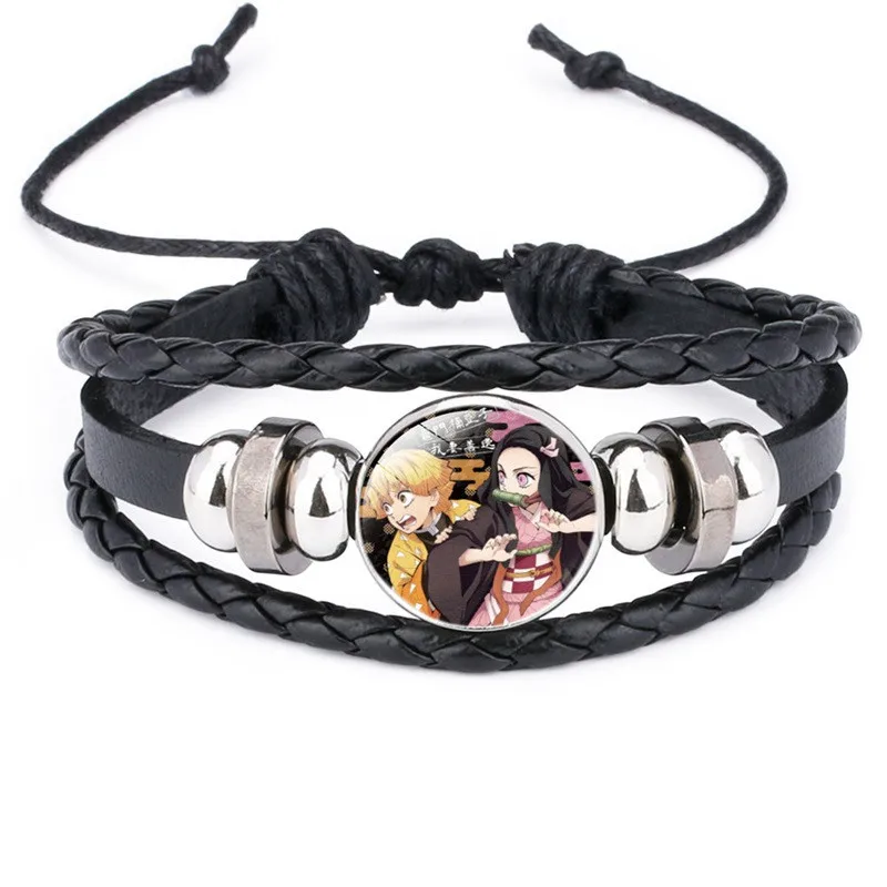 

2021 Cool Demon Slayer Bracelet Action Figure Hand-made Adjustable Wear Bracelets Anime Cartoon Toys for Boy Girls Gifts