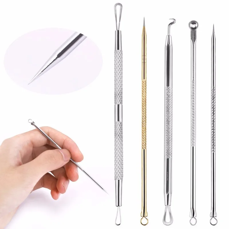 

Professional Beauty Face Blackhead Pimple Extractor Pore Cleaner Dual Heads Acne Needle Remover tool kit