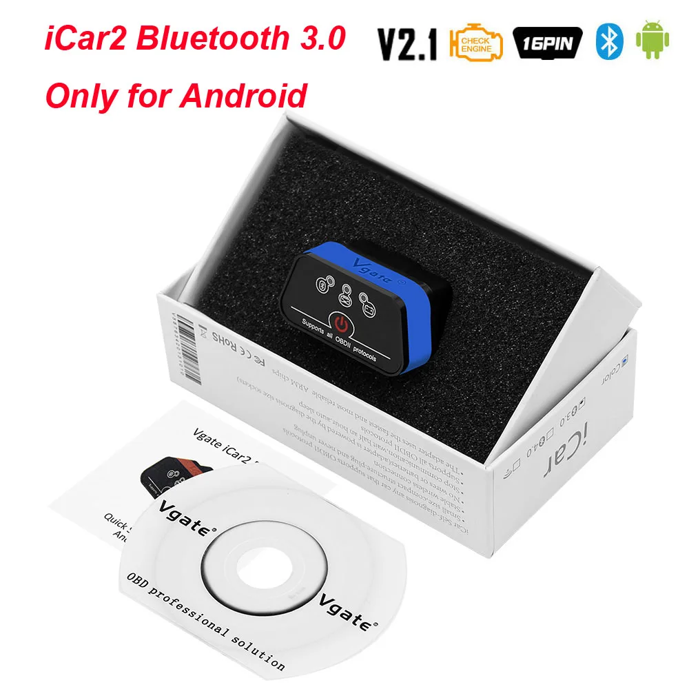 Blue Bluetooth 3.0 Vgate iCar2 ELM327 V2.1 для Android/IOS OBD2 wifi Bluetooth сканер elm 327 V2.1 OBD 2 OBD2 автомобильный диагностический инструмент Easydiag - Цвет: Blue Bluetooth 3.0