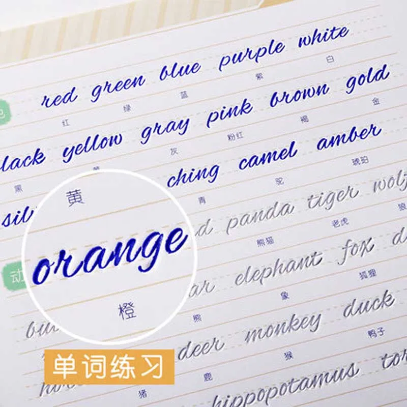 

Round Font Chinese And English 3D Groove Copybook For Calligraphy Student Adult Kids Copy Book Handwriting Practice Book